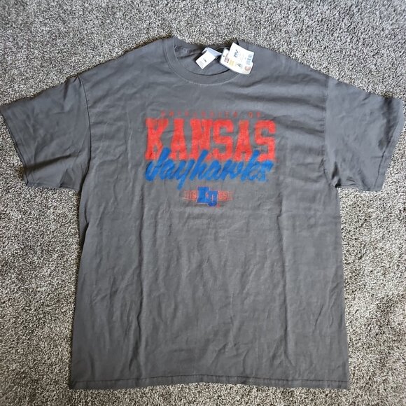 NWT MV Sports NCAA University of Kansas Jayhawks 1865 Gray Size XL Short Sleeve - Picture 2 of 7